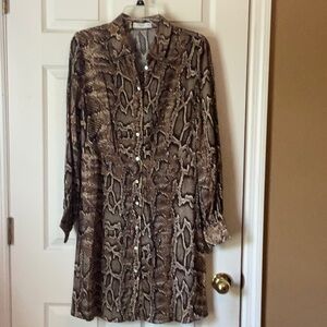 MNG Snakeskin Print Button Dress